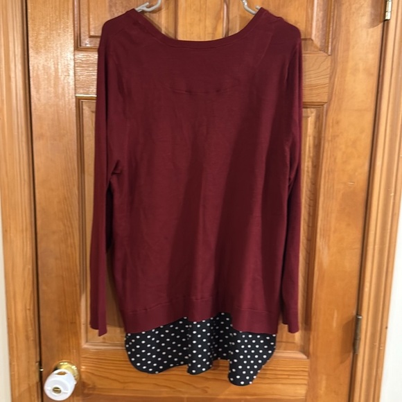NWT Croft & Barrow women’s sweater burgundy with black with polka dots size 1X. - Picture 3 of 8